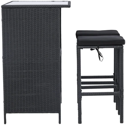 Lauko baldų komplektas Venture Design Baro komplektas, Kėdė: 40x40x70 cm, Stalas: 100x60x105 cm, Juodas