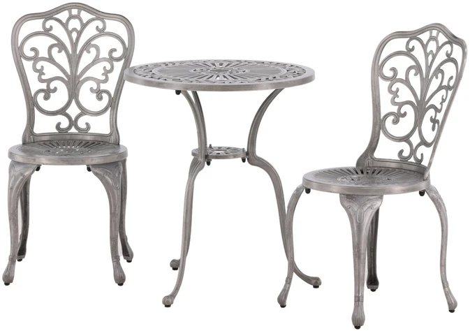 Lauko baldų komplektas Venture Design Kavinės staliuko komplektas, Nandin, ø60 cm, sidabrinės spalvos