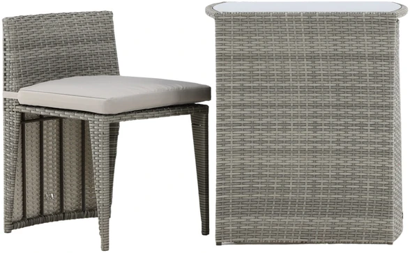 Lauko baldų komplektas Venture Design Kavinės komplektas, Savana, Stalas: 75x66x50 cm Kėdė: 71x55x45 cm, Pilka