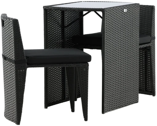 Lauko baldų komplektas Venture Design Kavinės komplektas, Savana, Stalas: 75x66x50 cm Kėdė: 71x55x45 cm, Juoda