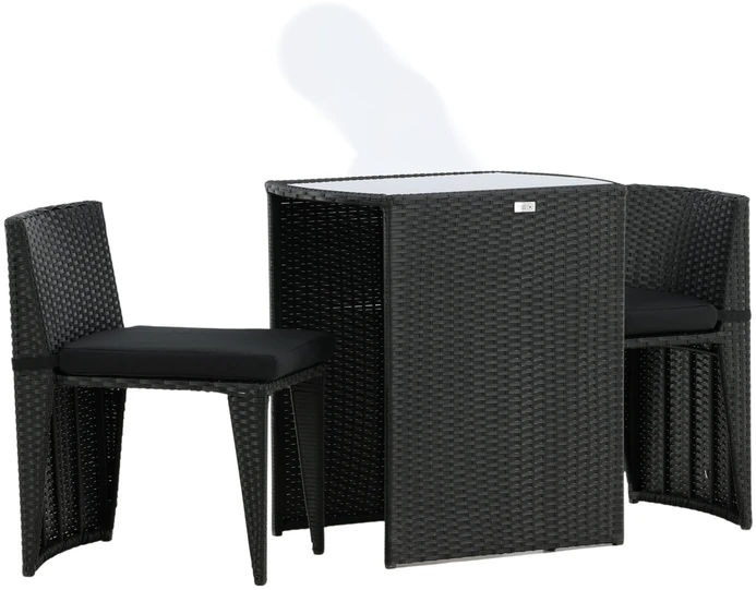 Lauko baldų komplektas Venture Design Kavinės komplektas, Savana, Stalas: 75x66x50 cm Kėdė: 71x55x45 cm, Juoda