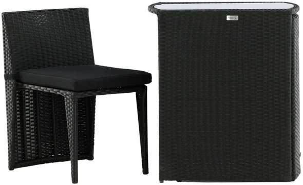 Lauko baldų komplektas Venture Design Kavinės komplektas, Savana, Stalas: 75x66x50 cm Kėdė: 71x55x45 cm, Juoda