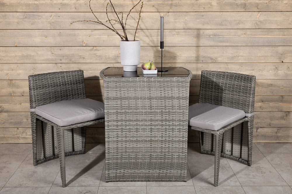 Lauko baldų komplektas Venture Design Kavinės komplektas, Savana, Stalas: 75x66x50 cm Kėdė: 71x55x45 cm, Pilka