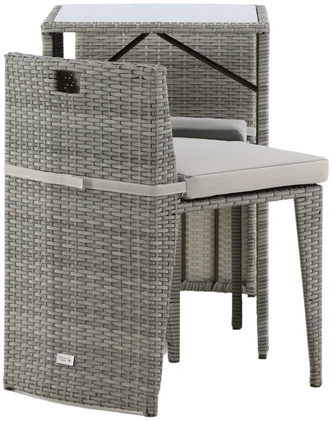 Lauko baldų komplektas Venture Design Kavinės komplektas, Savana, Stalas: 75x66x50 cm Kėdė: 71x55x45 cm, Pilka