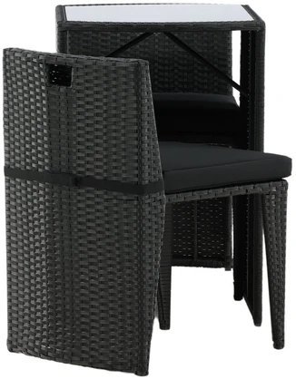 Lauko baldų komplektas Venture Design Kavinės komplektas, Savana, Stalas: 75x66x50 cm Kėdė: 71x55x45 cm, Juoda