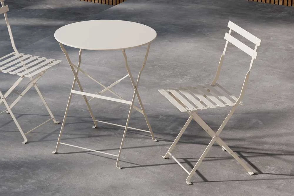 Lauko baldų komplektas Venture Design Kavinės komplektas Tao, smėlio spalvos, plienas