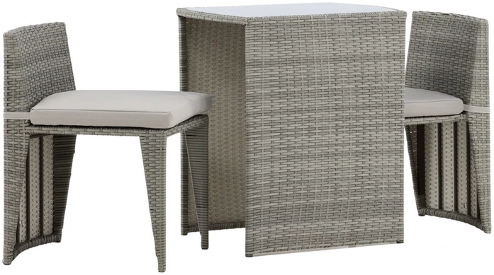 Lauko baldų komplektas Venture Design Kavinės komplektas, Savana, Stalas: 75x66x50 cm Kėdė: 71x55x45 cm, Pilka