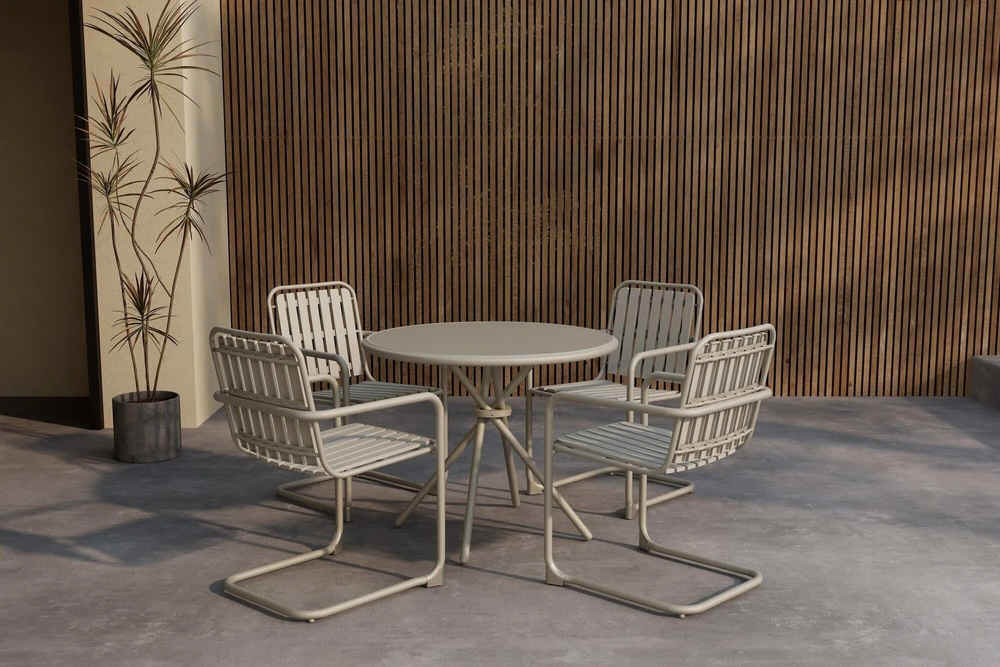 Lauko baldų komplektas Venture Design Valgomojo komplektas Chios Apvalus Smėlio spalvos