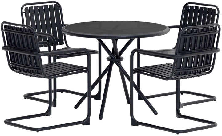 Lauko baldų komplektas Venture Design Valgomojo komplektas Chios 90 cm juodas
