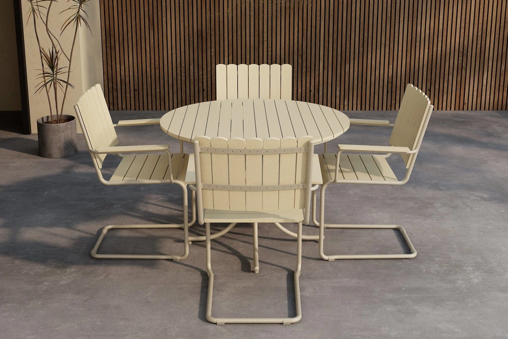 Lauko baldų komplektas Venture Design Valgomojo komplektas Holmsund smėlio spalvos, polimediena, smėlio spalvos