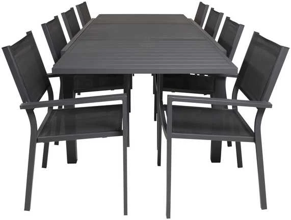 Lauko baldų komplektas Venture Design Valgomojo komplektas Marbella stalas 160x240 cm juodas Textilene