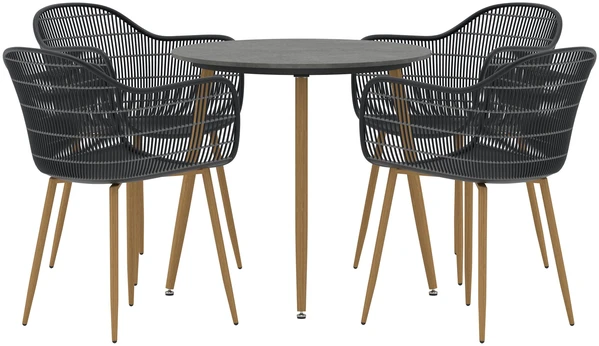 Lauko baldų komplektas Venture Design Valgomojo komplektas Anafi apvalus 80 cm juodas medis