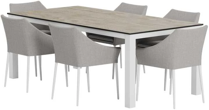 Lauko baldų komplektas Venture Design Valgomojo komplektas Llama stalas su 6 Spoga kėdėmis Pilka Lauko baldai