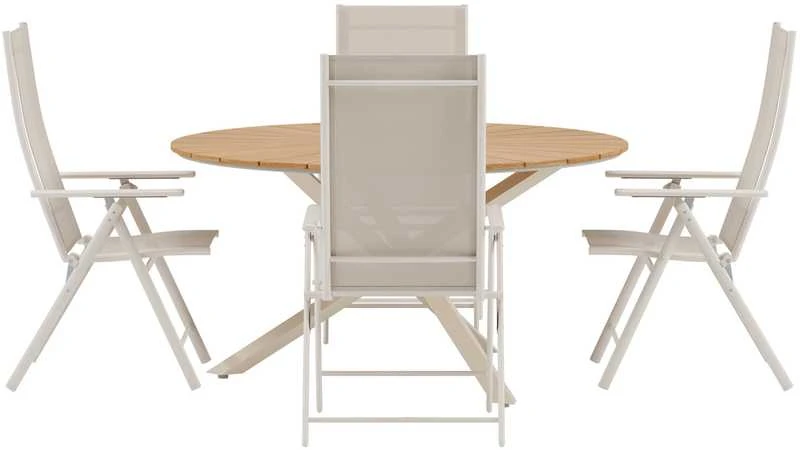 Lauko baldų komplektas Venture Design Valgomojo komplektas Mexico stalas su 4 Levanzo kėdėmis, smėlio spalvos, lauko baldai