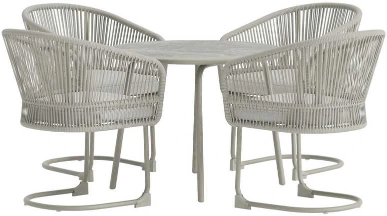 Lauko baldų komplektas Venture Design Valgomojo komplektas Tilos Apvalus Šviesiai pilkas Smėlio spalvos pintas