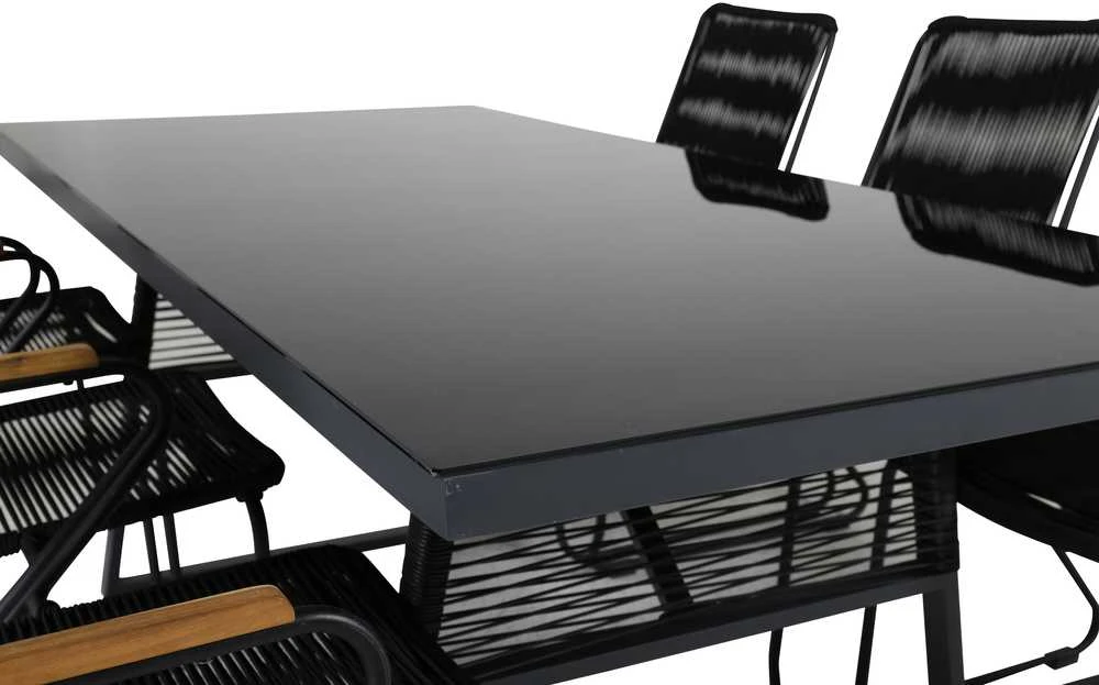 Lauko baldų komplektas Venture Design Valgomojo stalas ir fotelio komplektas juodos spalvos