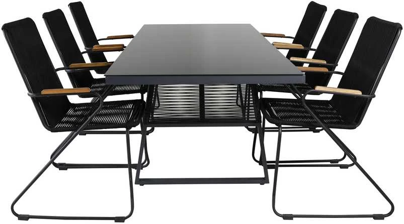 Lauko baldų komplektas Venture Design Valgomojo stalas ir fotelio komplektas juodos spalvos