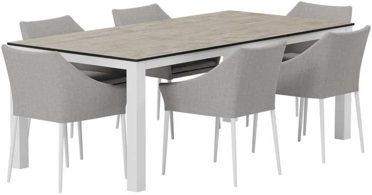 Lauko baldų komplektas Venture Design Valgomojo komplektas Llama stalas su 6 Spoga kėdėmis Pilka Lauko baldai