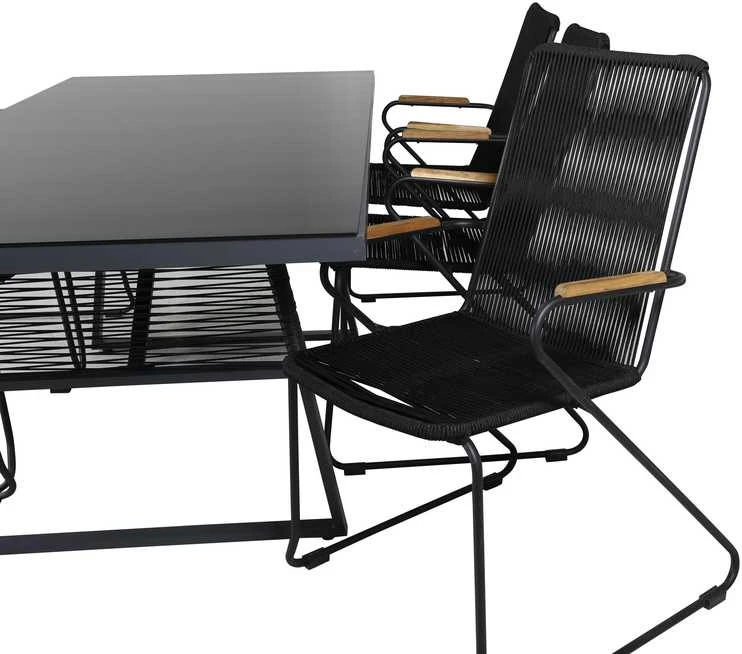 Lauko baldų komplektas Venture Design Valgomojo stalas ir fotelio komplektas juodos spalvos