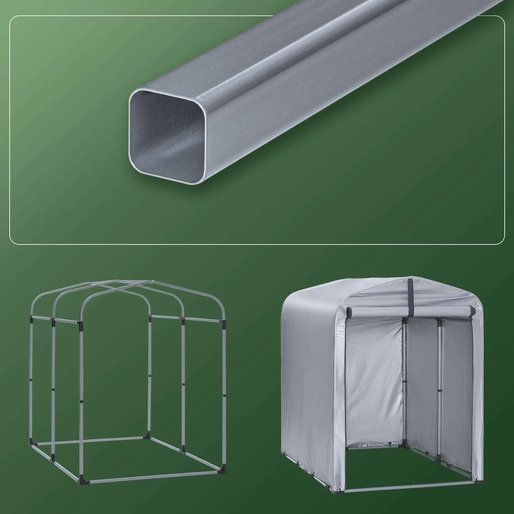 Lauko sandėliavimo angaras, SoBuy KLS11-K, 120x176x163 cm, sidabrinės spalvos