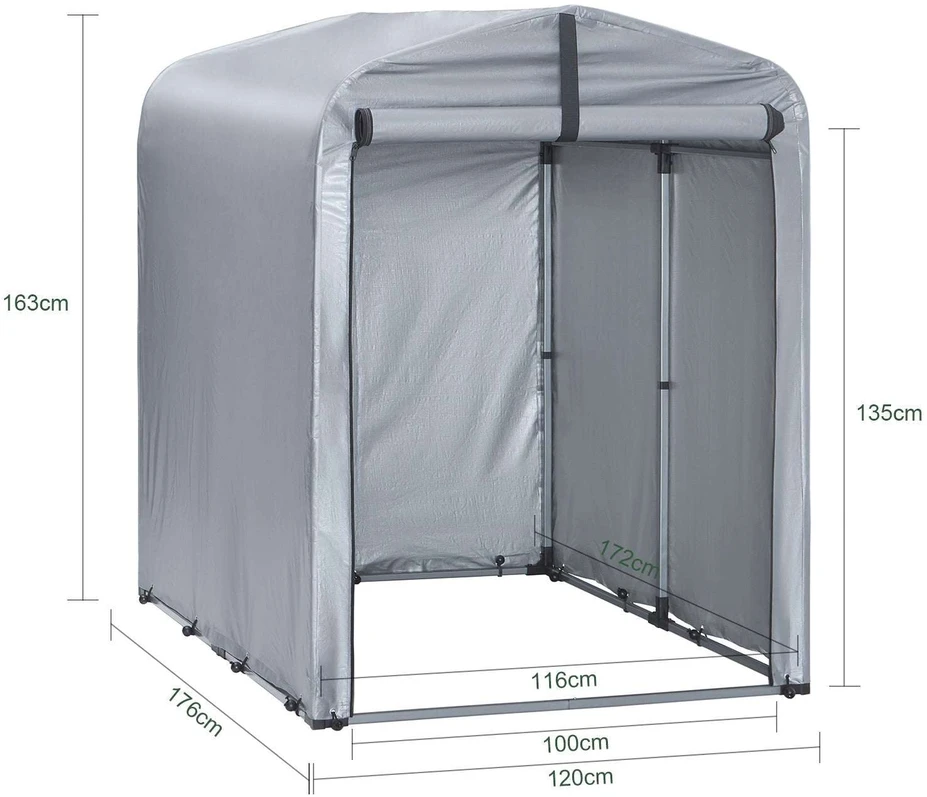 Lauko sandėliavimo angaras, SoBuy KLS11-K, 120x176x163 cm, sidabrinės spalvos