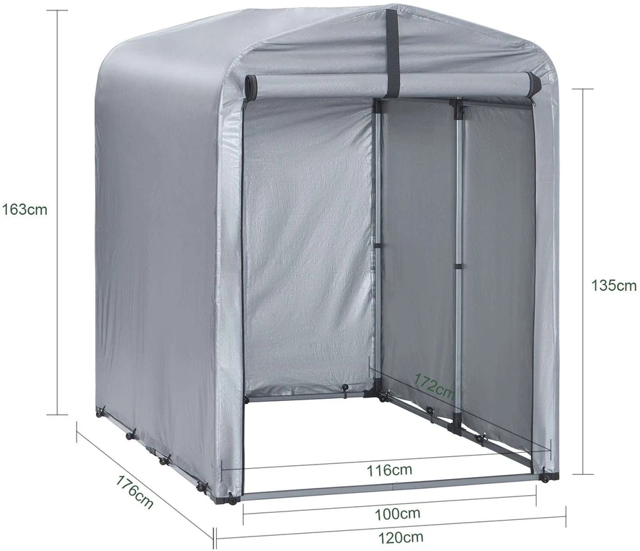 Lauko sandėliavimo angaras, SoBuy KLS11-K, 120x176x163 cm, sidabrinės spalvos