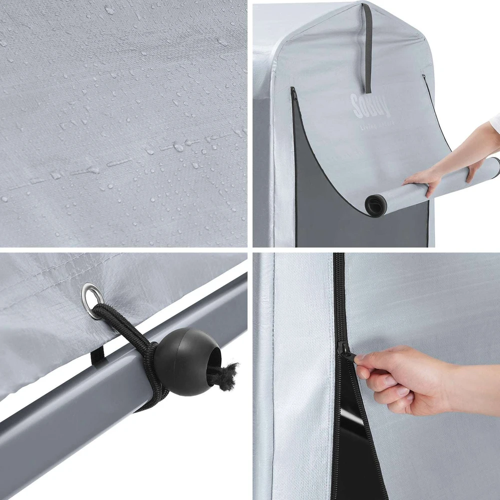Lauko sandėliavimo angaras, SoBuy KLS11-K, 120x176x163 cm, sidabrinės spalvos