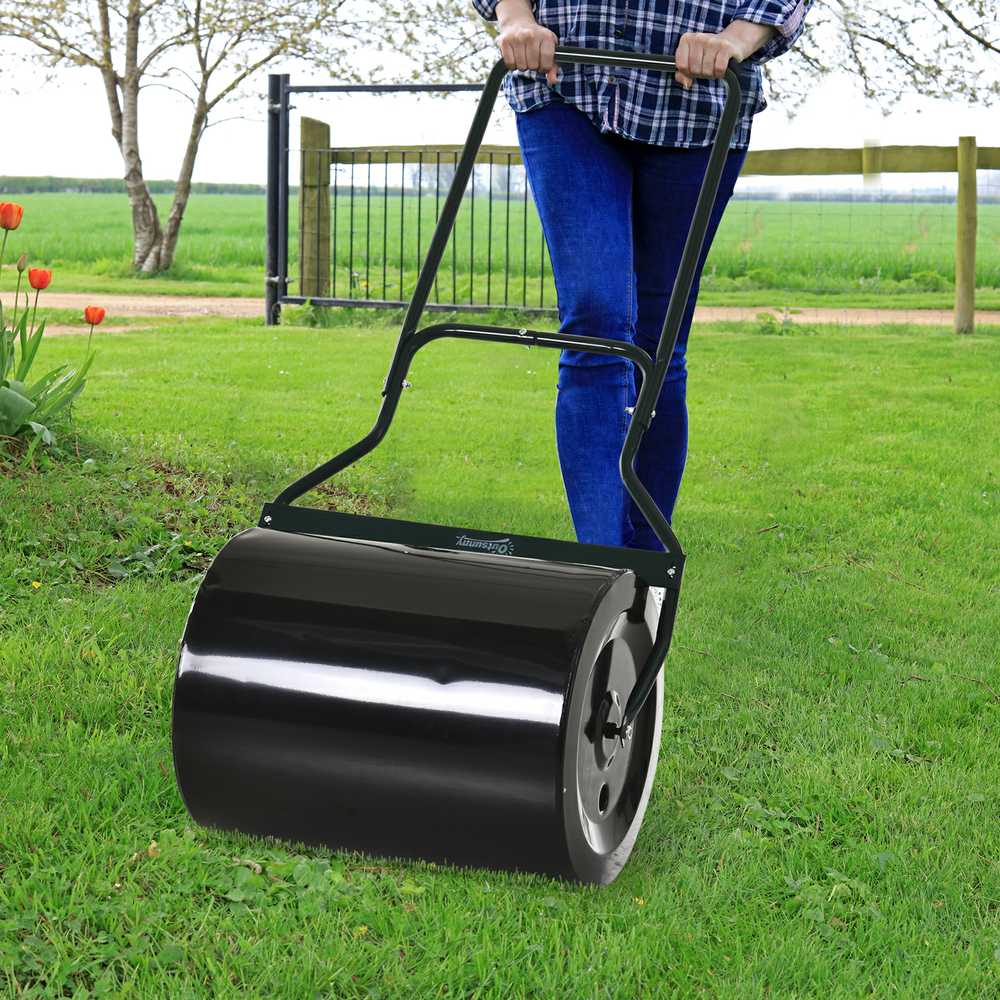 Outsunny vejos volas su U formos rankena, sodo volas, 40 cm skersmuo, 60 l vandens/smėlio talpa, metalinis, juodas, 57 x 40 x 123 cm
