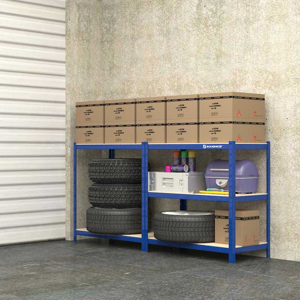 Songmics Didelio atsparumo lentynos 650 kg mėlynos spalvos
