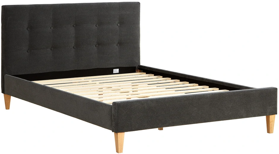 Lova Homestyle4U Aptrauktas lovos rėmas, 144.5x95x211 cm, pilka