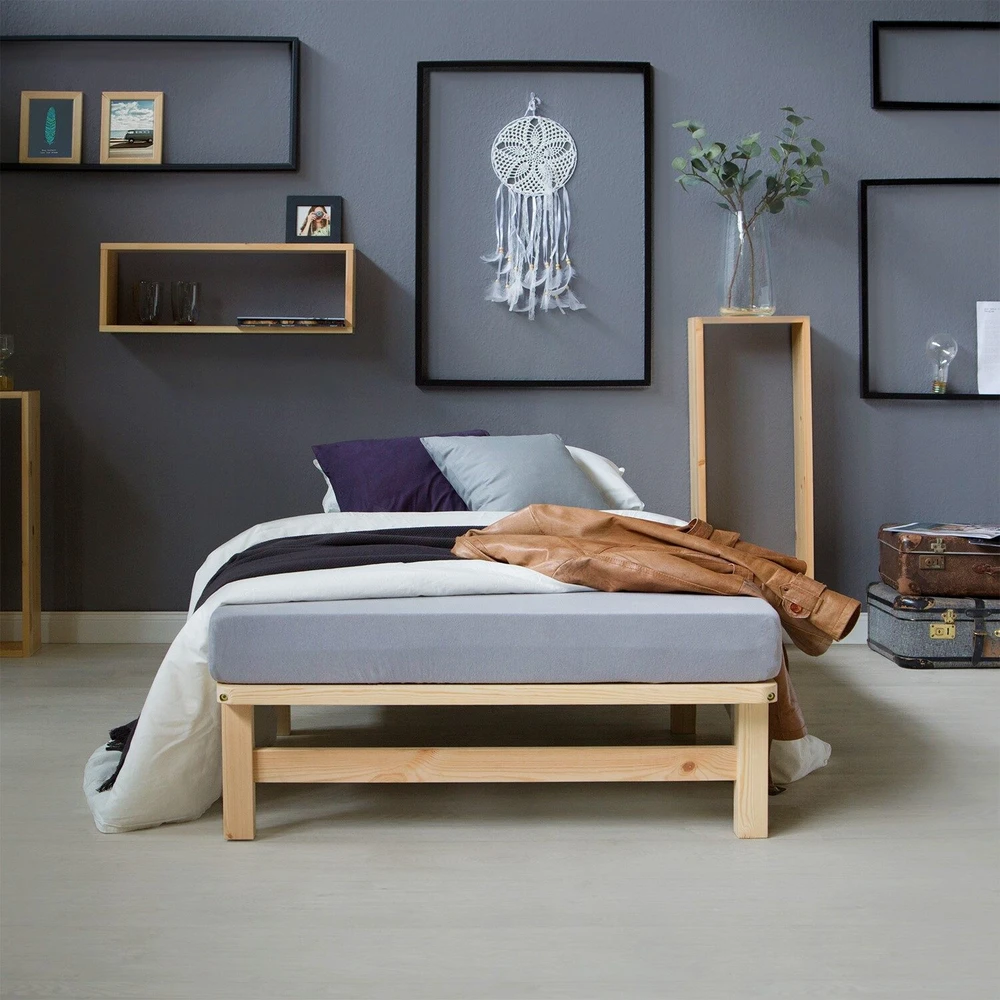 Lova Homestyle4U Lovos rėmas, 90x200x28 cm, rudas