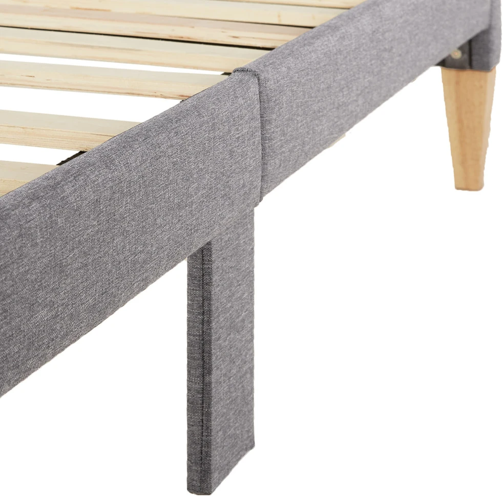 Lova Homestyle4U Lovos rėmas, aptrauktas dvigubas futonas, 124x203x29.5 cm, pilka