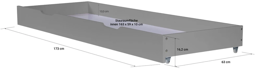 Lova Homestyle4U Lovos stalčius, 173x63x16.2 cm, pilka