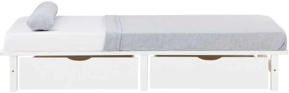 Homestyle4U Viengulė lova, 90x28x200 cm, balta