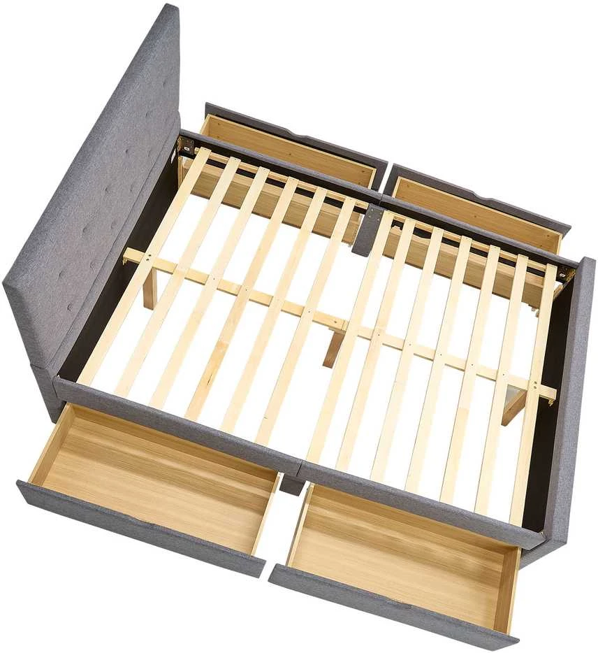 Lova Homestyle4U Paminkštinta lovos rėmas, 145x214x102 cm, pilka