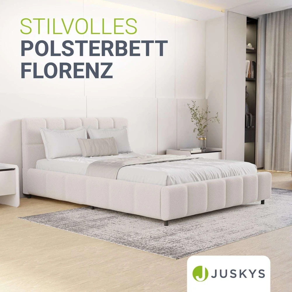 Lova Juskys Čiužinys su apmušalais Florenz 140x200 cm kreminės spalvos