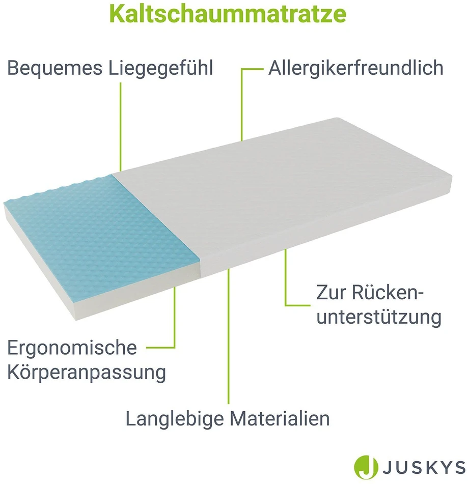 Lova Juskys Putų čiužinys 90x200x16 cm baltas