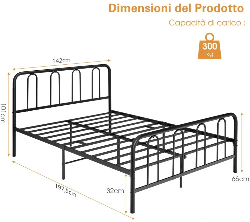 Lova Promotions Metalinis lovos rėmas 197,5x141x101 cm juodas