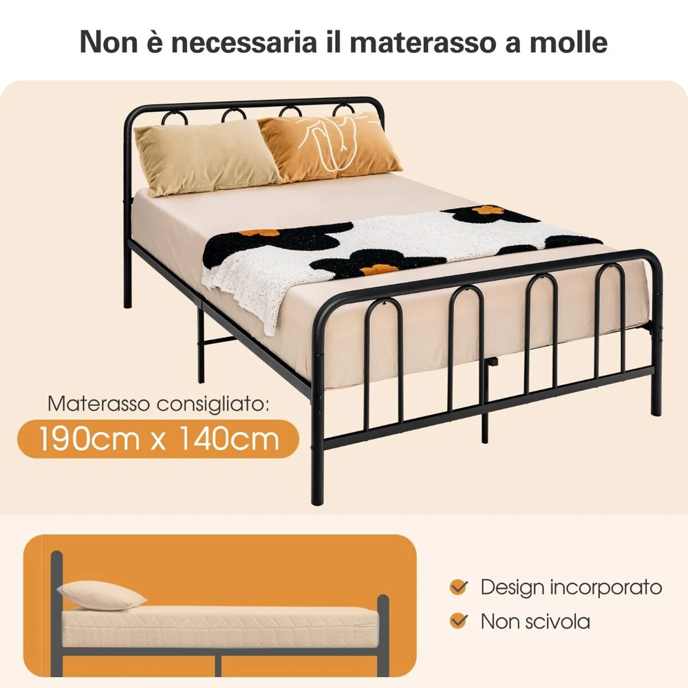 Lova Promotions Metalinis lovos rėmas 197,5x141x101 cm juodas
