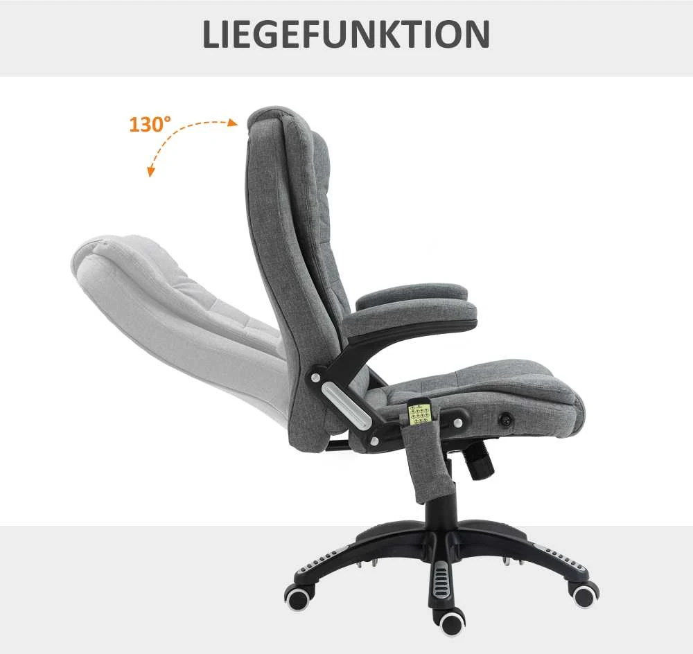 Vinsetto masažinis vadovo kėdė biuro kėdė reguliuojamo aukščio ergonomiška masažinė pilka 67 x 74 x 116–126 cm