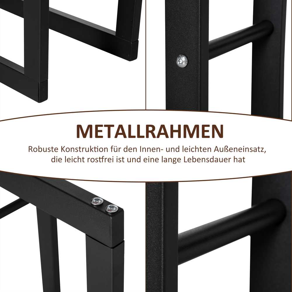 HOMCOM Medinė lentyna Vertikali medinė lentyna 100 kg talpos Metalinė 60 × 25 × 150 cm