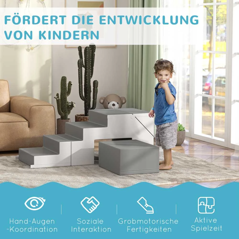 HOMCOM minkštųjų kaladėlių rinkinys, 2 dalių, putplasčio statybinės kaladėlės, didelės kaladėlės, žaislinės statybinės kaladėlės, 1-3 metų vaikams, dirbtinė oda, EPE