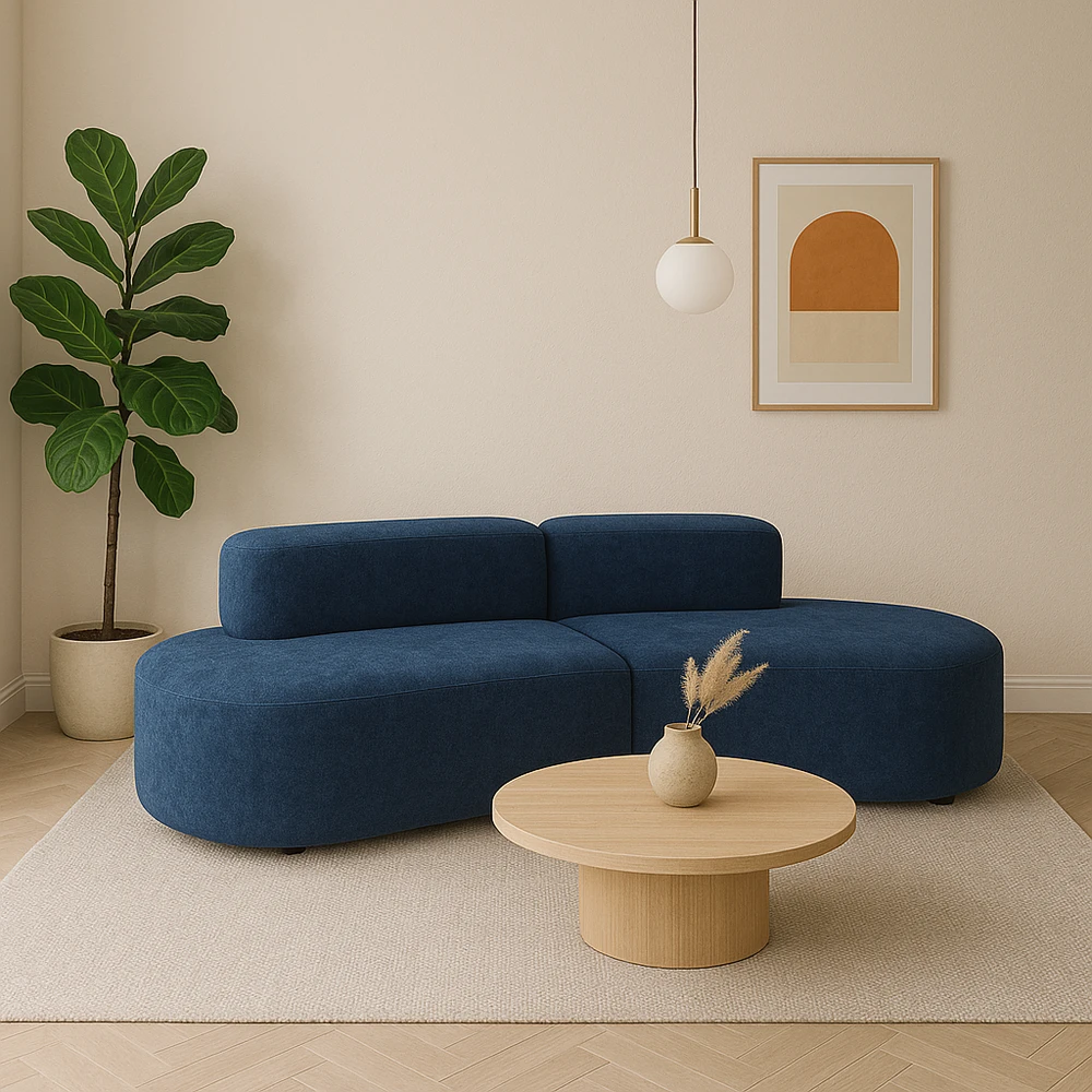 C formos sofa, 280 cm, Nua, tamsiai mėlyna
