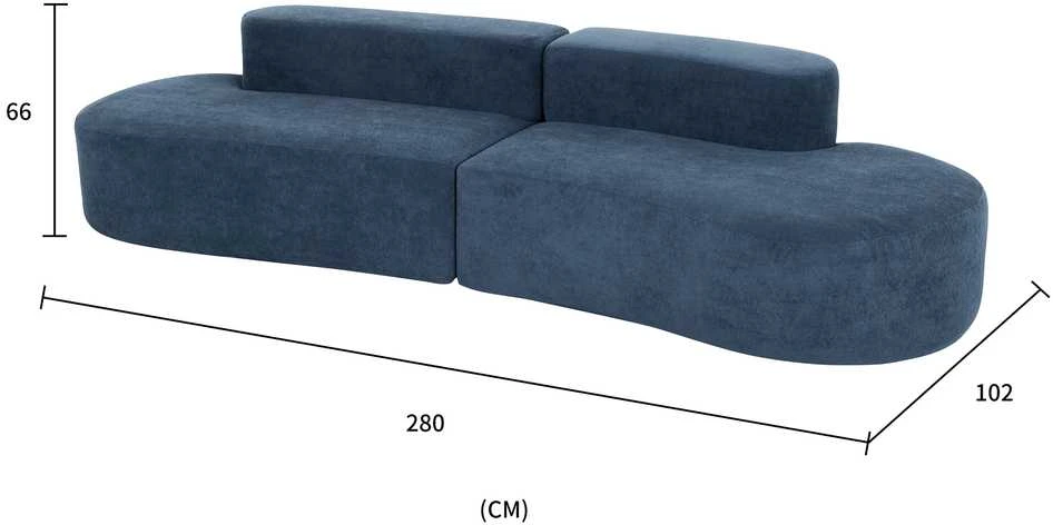 C formos sofa, 280 cm, Nua, tamsiai mėlyna