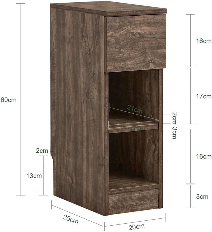 TV staliukas Naktinis staliukas, SoBuy FBT111-SN, 20x35x60 cm, Rudas