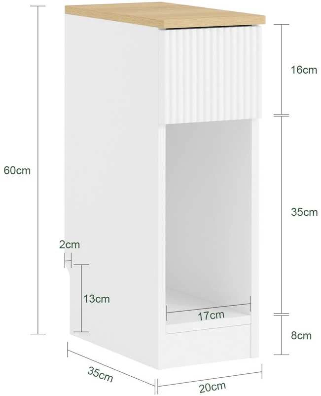TV staliukas Naktinis staliukas, SoBuy FBT111-W, 20x35x60 cm, Baltas