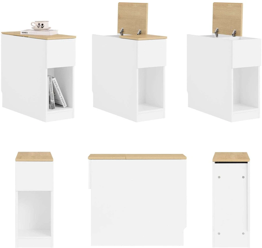 TV staliukas Naktinis staliukas, SoBuy FBT162-WN, 25x65x60 cm, baltos spalvos ir medžio