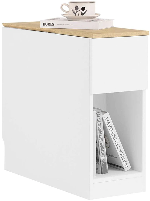 TV staliukas Naktinis staliukas, SoBuy FBT162-WN, 25x65x60 cm, baltos spalvos ir medžio