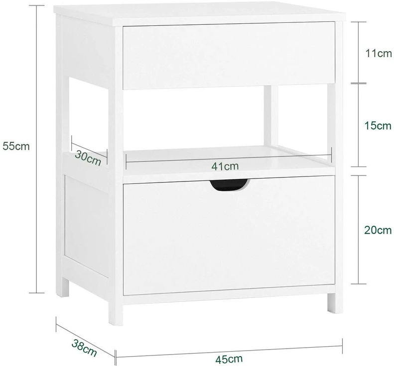 Naktinis staliukas, SoBuy FRG258-II-W, 45x38x55 cm