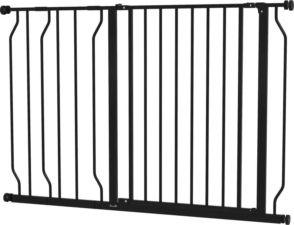 PawHut šunų apsauginiai varteliai, 75–115 cm, metaliniai, juodi | Aosom